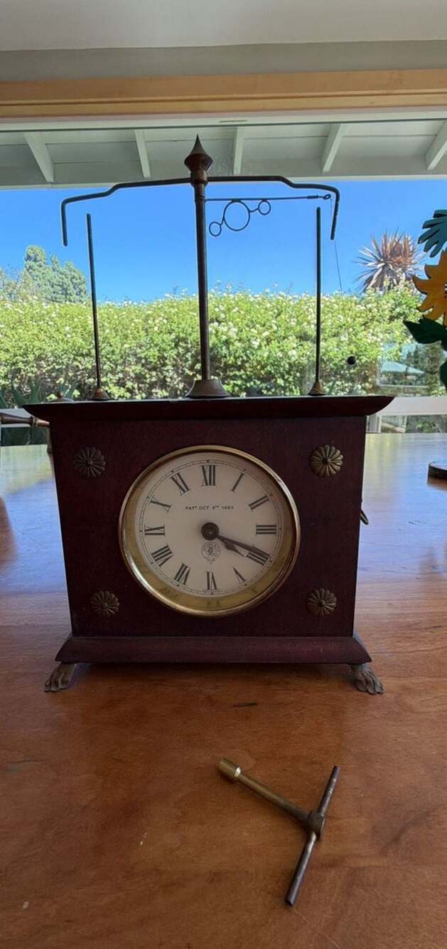 Jerome & Co. Horolovar Flying Pendulum Clock Mahogany Finish Brass